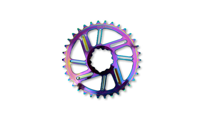 MTB (34T) 10/11/12s GXP 1x Round 3mm offset Oil Slick RACEWORX (Narrow/Wide Tooth Design)