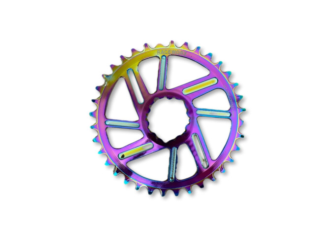MTB (36T) 10/11/12s GXP 1x Round 3mm offset Oil Slick RACEWORX (Narrow/Wide Tooth Design)