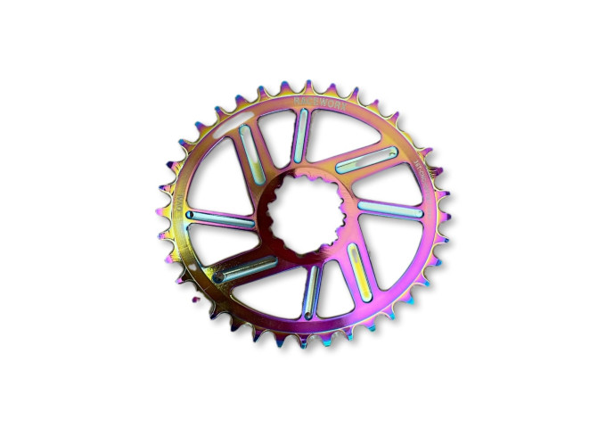 MTB (36T) 10/11/12s GXP 1x Oval 3mm offset Oil Slick RACEWORX (Narrow/Wide Tooth Design)