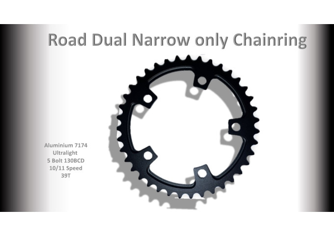 ROAD (39T) 110BCD 5 bolt 10/11s Round Black RACEWORX 