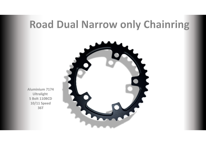 ROAD (36T) 110BCD 5 bolt 10/11s Round Black RACEWORX 