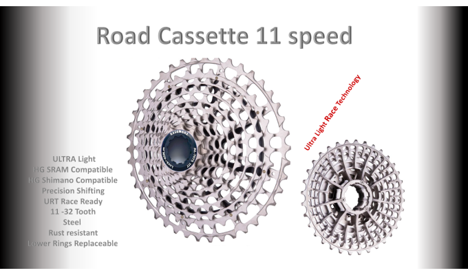 11s 11-32t Cassette Cluster Silver - URT (Ultralight Race Technology) - HG
