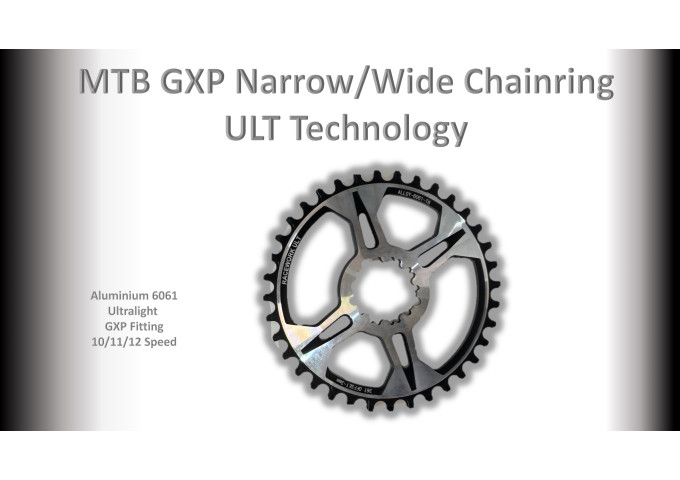 MTB (36T) 10/11/12s GXP 1x Round 3mm offset Black/Silver RACEWORX (Narrow/Wide Tooth Design) ULT 