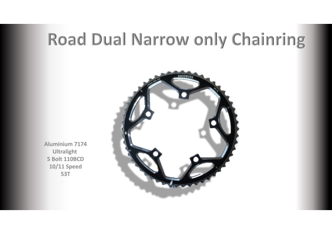 ROAD (50T) 110BCD 5 bolt 10/11s Round Black RACEWORX 